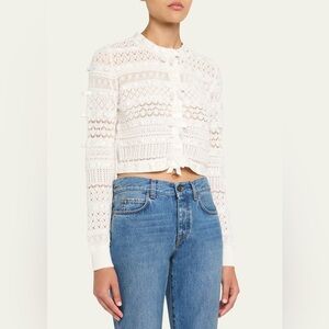 LoveShackFancy Roselline Ribbon Knit Cardigan